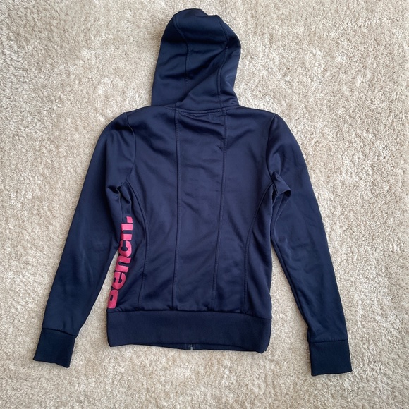 Bench Full Zip Hoodie Womens Size M / US 8 Purple Thumbhole Pockets Printed Logo - Picture 13 of 13
